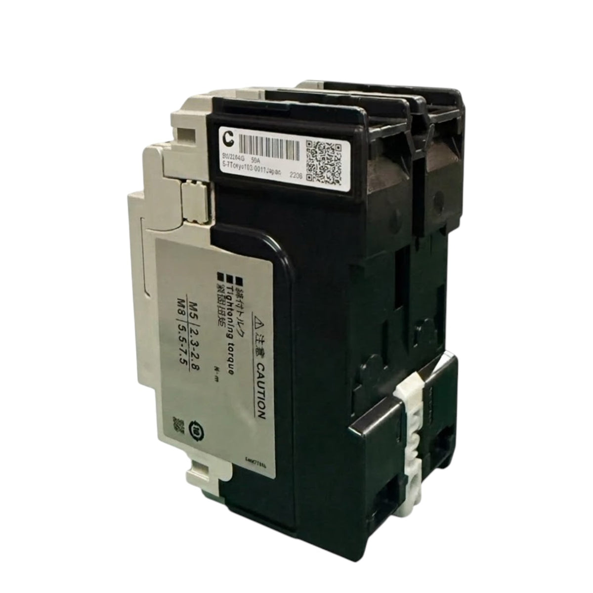 A Mitsubishi Electric circuit breaker, model MH-3231R19-4, featuring a black main housing, a beige plastic side cover, and white terminal blocks, shown on a plain white background.