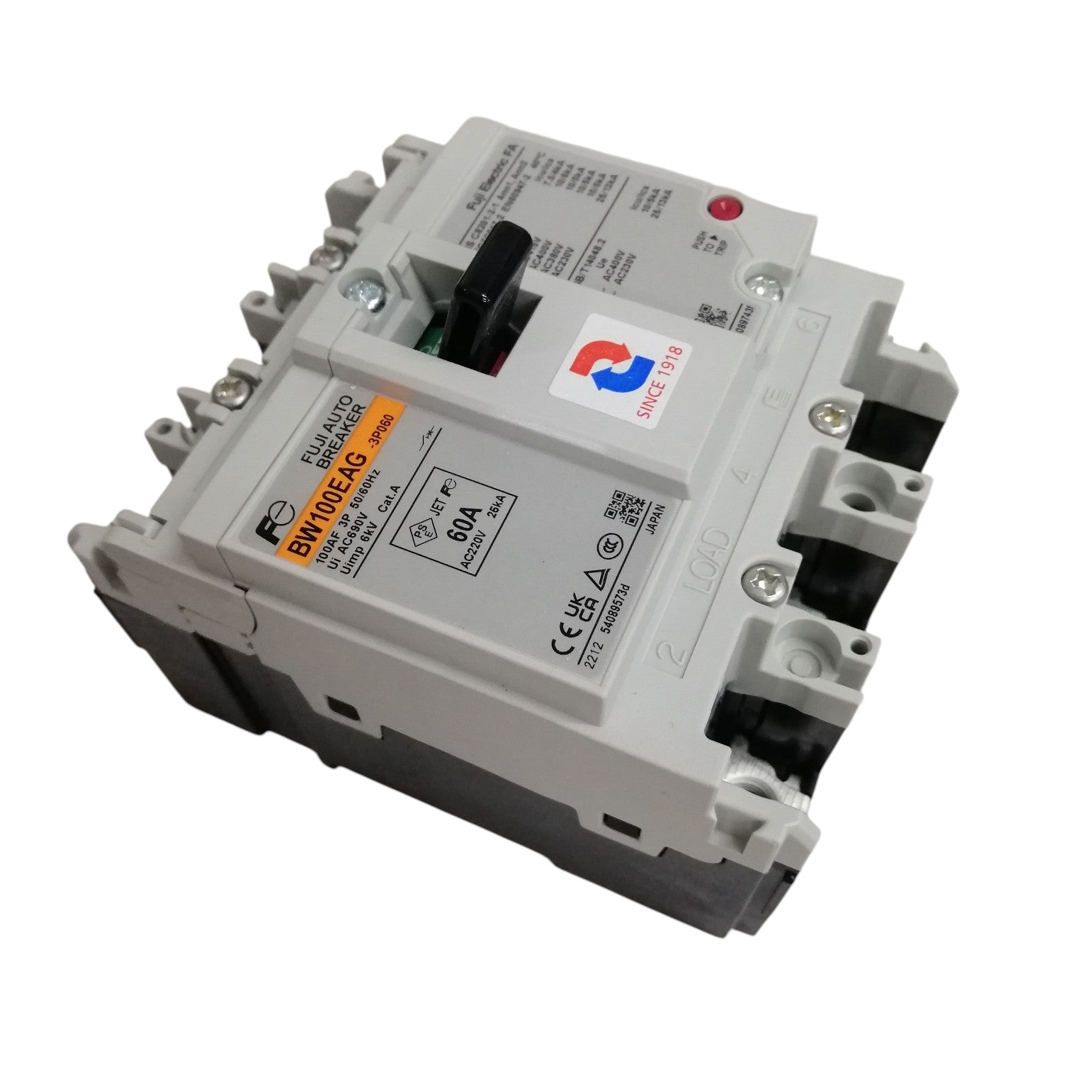 Fuji 60A 3 Pole Industrial Circuit Breaker 25KAIC 220V BW100EAG-CE