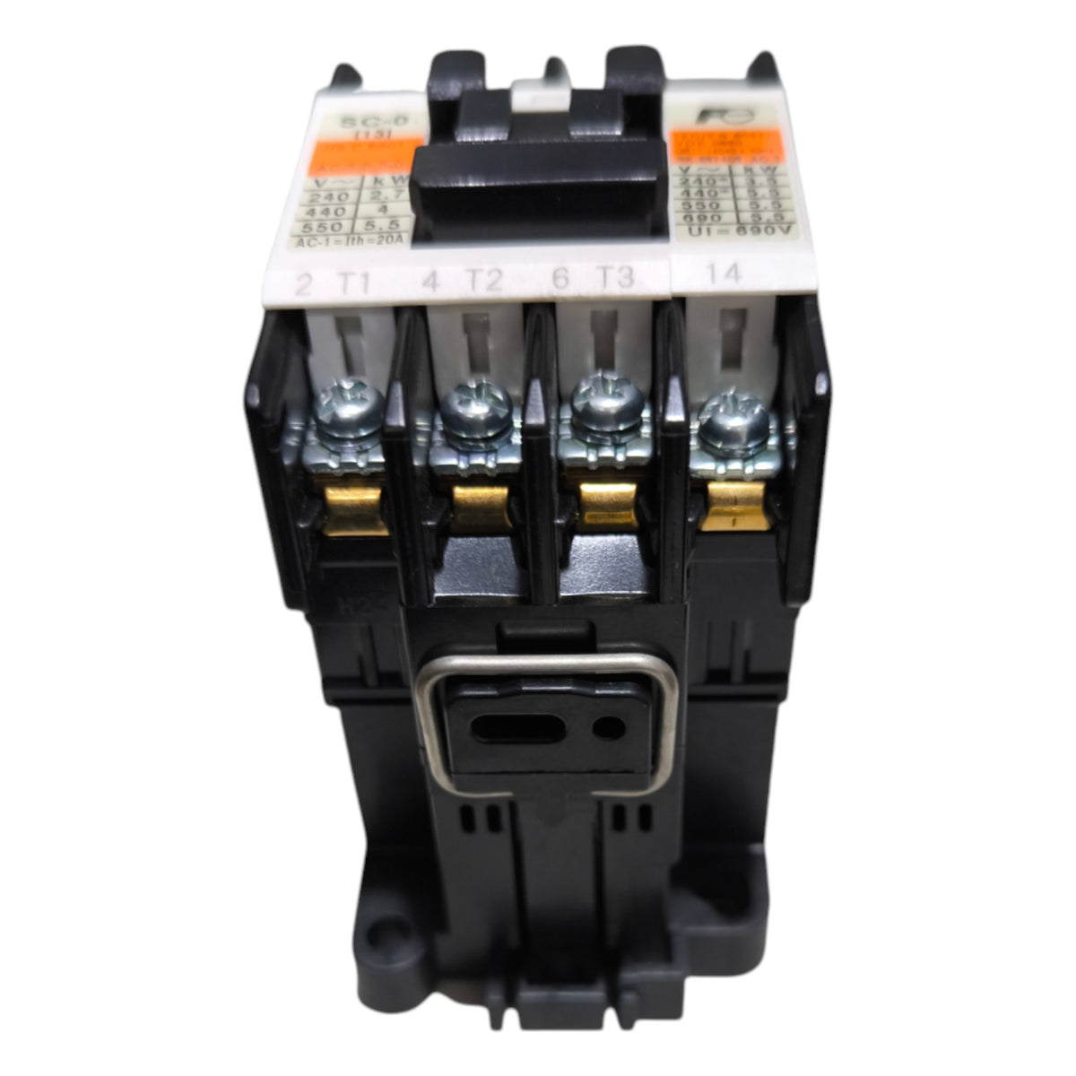 Electrical contactor on a white background
