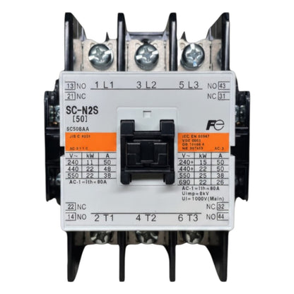 Electrical contactor with labeled specifications on a white background