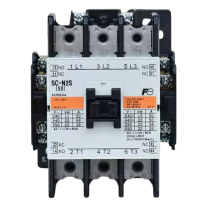 Electrical contactor with technical specifications on a white background