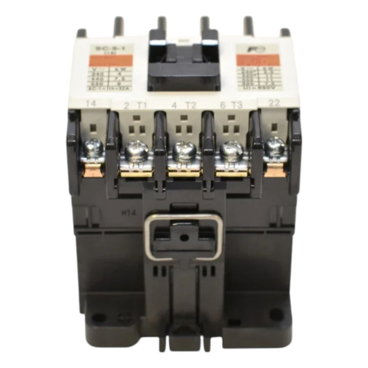 Electrical contactor with visible brand name on a white background