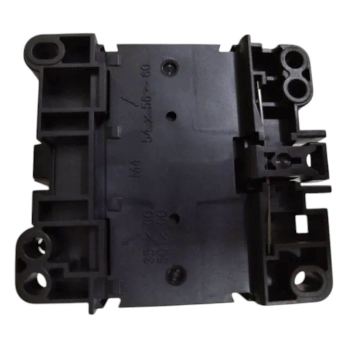 Black mechanical component on a white background