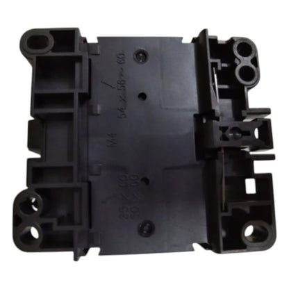 Black mechanical component on a white background