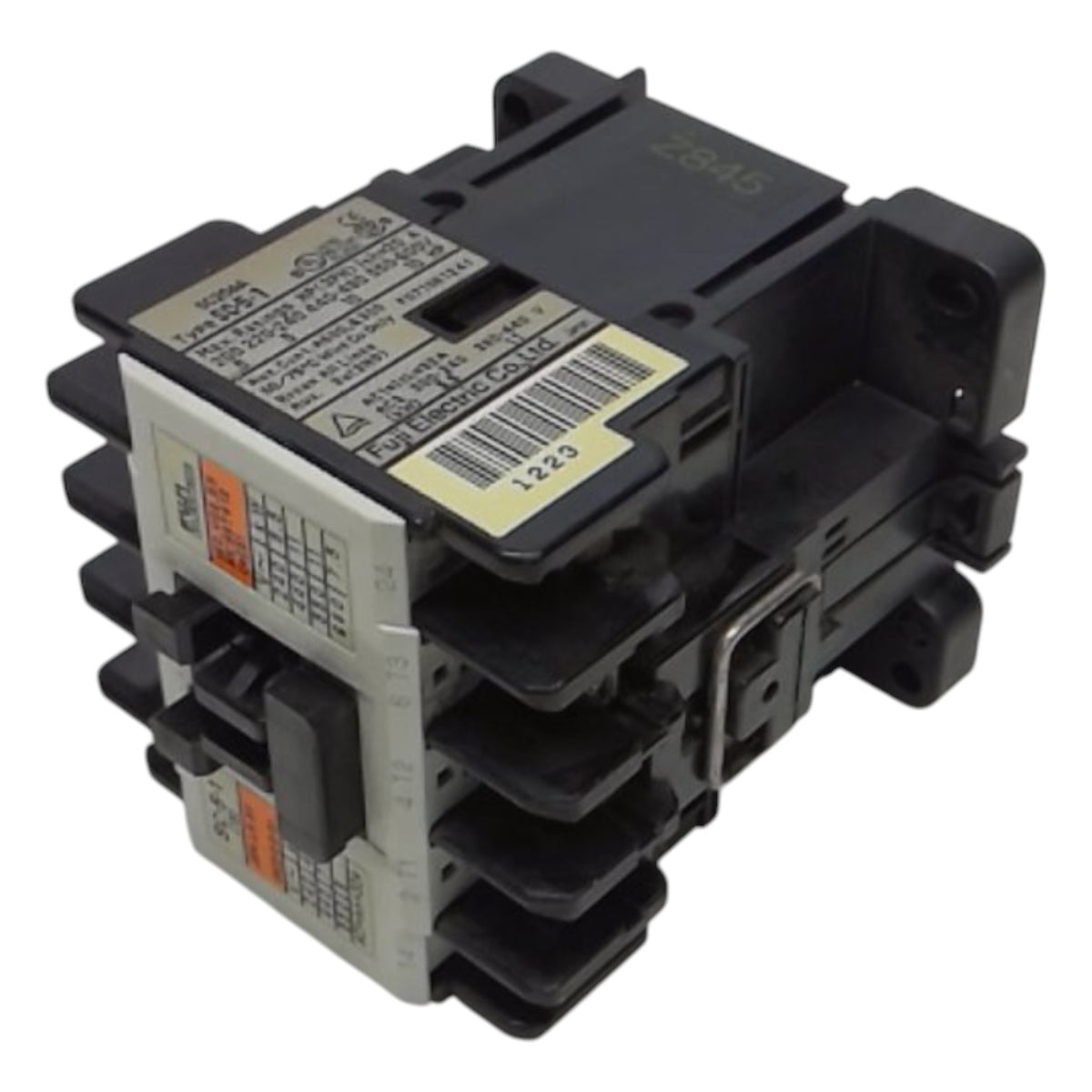 Electrical contactor with labels on a white background