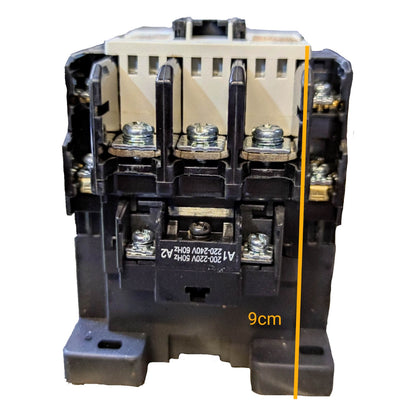 Electrical contactor with cutaway view on a white background