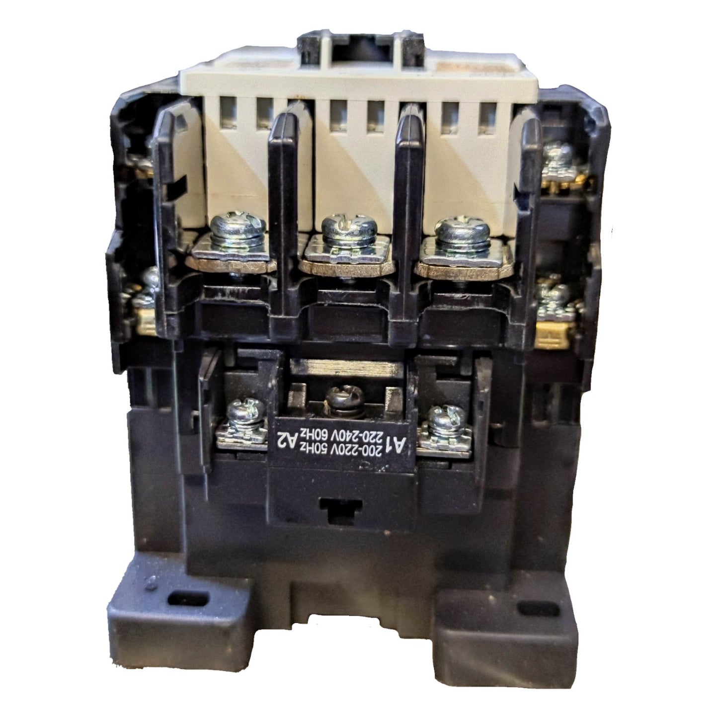 Electrical contactor on a white background