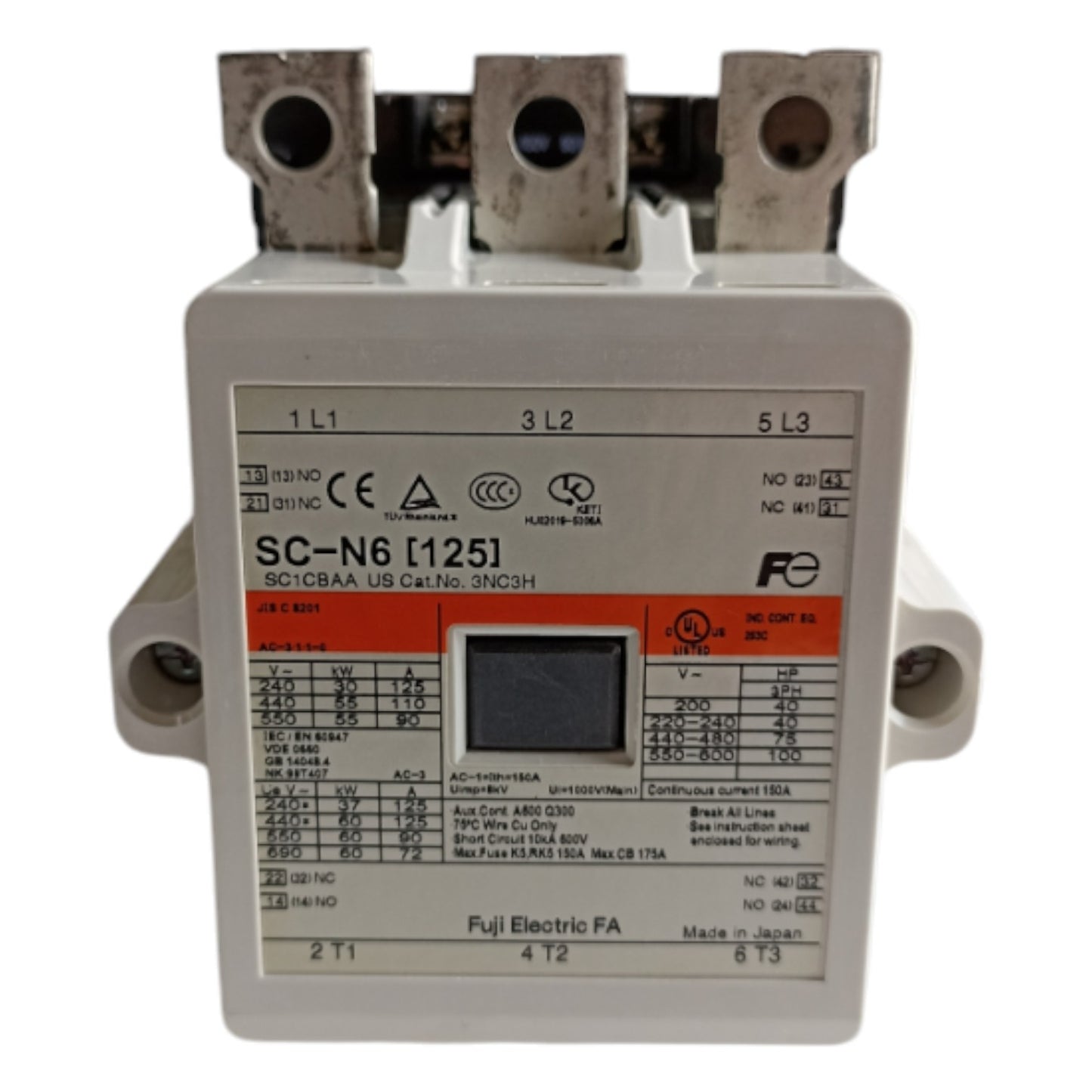 Fuji Magnetic Contactor SC-N6 Ith: 125A 5NO+2NC Coil Voltage 220V 110V 24V 48V