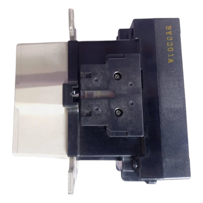 Mechanical component with metallic and black parts on a white background