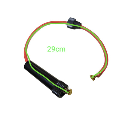 A replacement cylindrical component with attached red and green wires and small black connector pieces, shown on a plain white background with a green '29cm' text overlay.