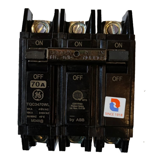 GE 70A 3Pole 10KAIC 220V Circuit Breaker Three Phase Bolt-on TQC3470WL