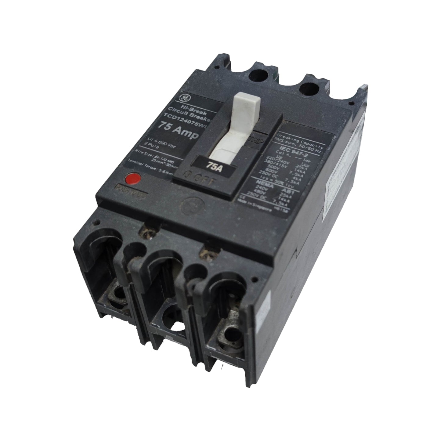 GE 75A 2 Pole 25KAIC 220V Industrial Circuit Breaker MCCB TCD124075