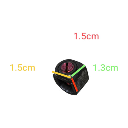 Black cube with measurements on a white background