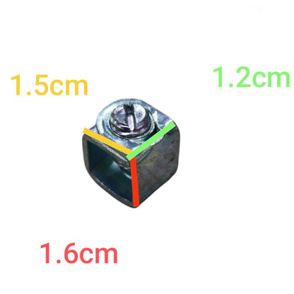 Metal bracket with dimensions labeled on a white background
