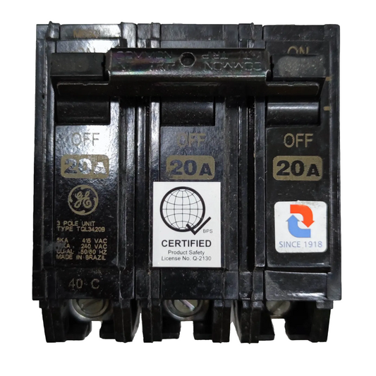 GE Circuit Breaker 20A 3Pole, 3 Phase Plug In Breaker TQL, Circuit Breakers TQL3420B