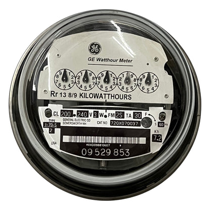 GE I-70-S FM2S KWH Meter Analog Type 3 Wire Single Phase CL200 I70S 4 Jaws 240V 60Hz