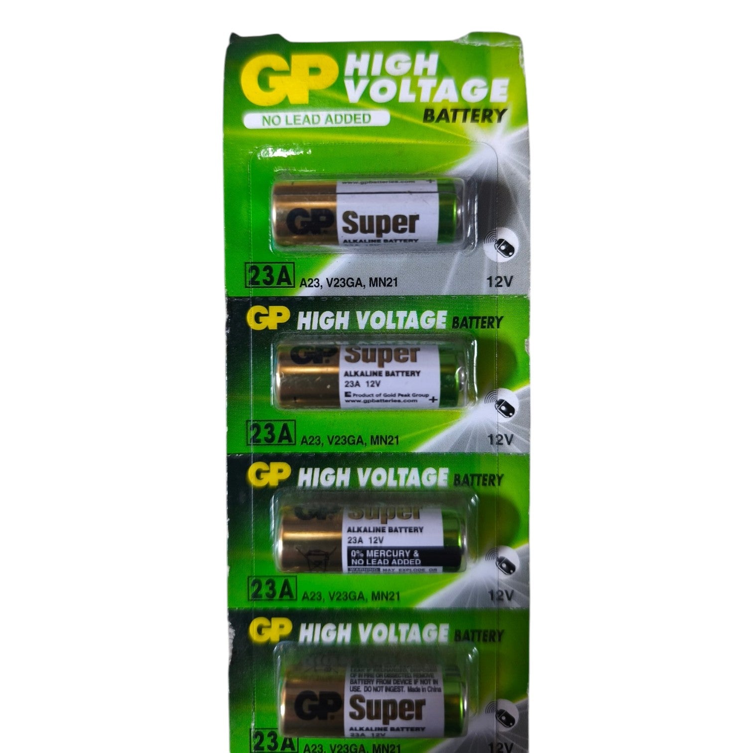 Pack of GP High Voltage batteries on a white background