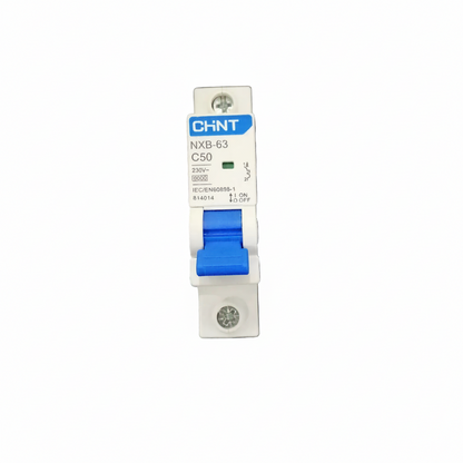 Chint 50A 1P 6KAIC 240V, 1 Module  MCB Miniature Circuit Breaker NXB-63 1P C50 6KA