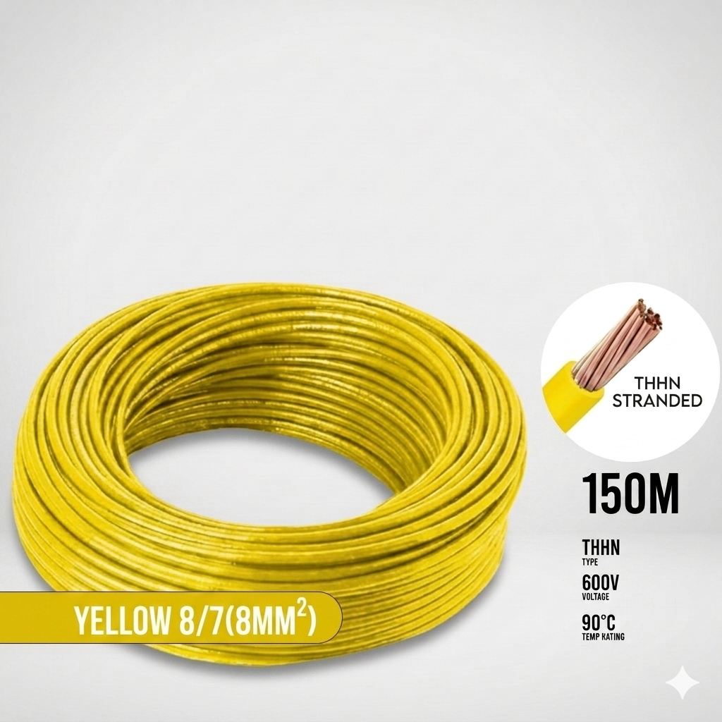 Boston THHN AWG 8/7, THWN 8.0mm² Stranded 150 Meters/Roll Yellow