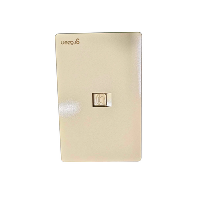 A single G-2en wall switch plate in a warm champagne-gold finish, featuring a central rocker switch and the G-2en brand logo in the top left corner, set against a plain white background.