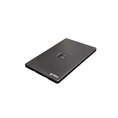 A black rectangular electronic device with rounded corners, featuring a small central slot and the brand name 'grosen' printed in white near the bottom edge, shown on a plain white background.