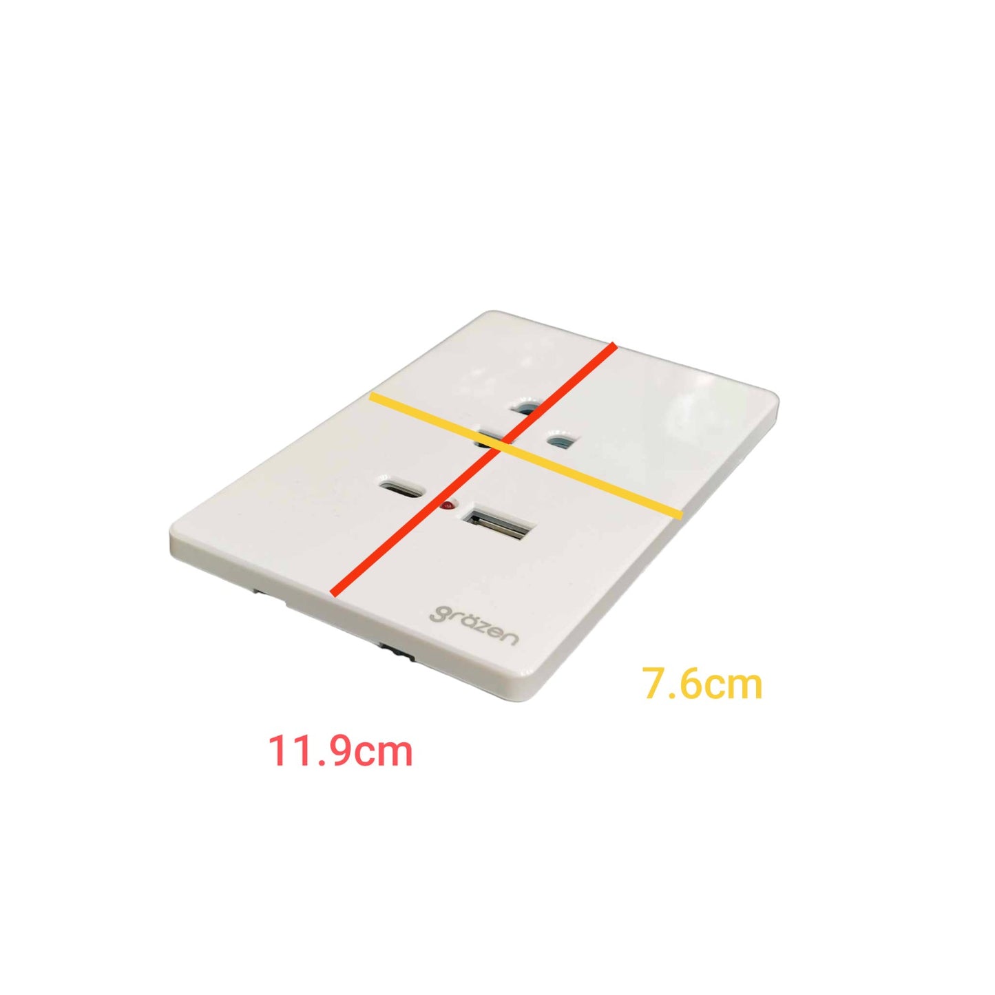 Grazen 1 Gang Universal Outlet with 2100mAh 5V DC USB-C and 2100mAh 5V DC USB-A Outlet and Plate Cover GW-014 White