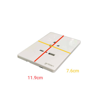 Grazen 1 Gang Universal Outlet with 2100mAh 5V DC USB-C and 2100mAh 5V DC USB-A Outlet and Plate Cover GW-014 White
