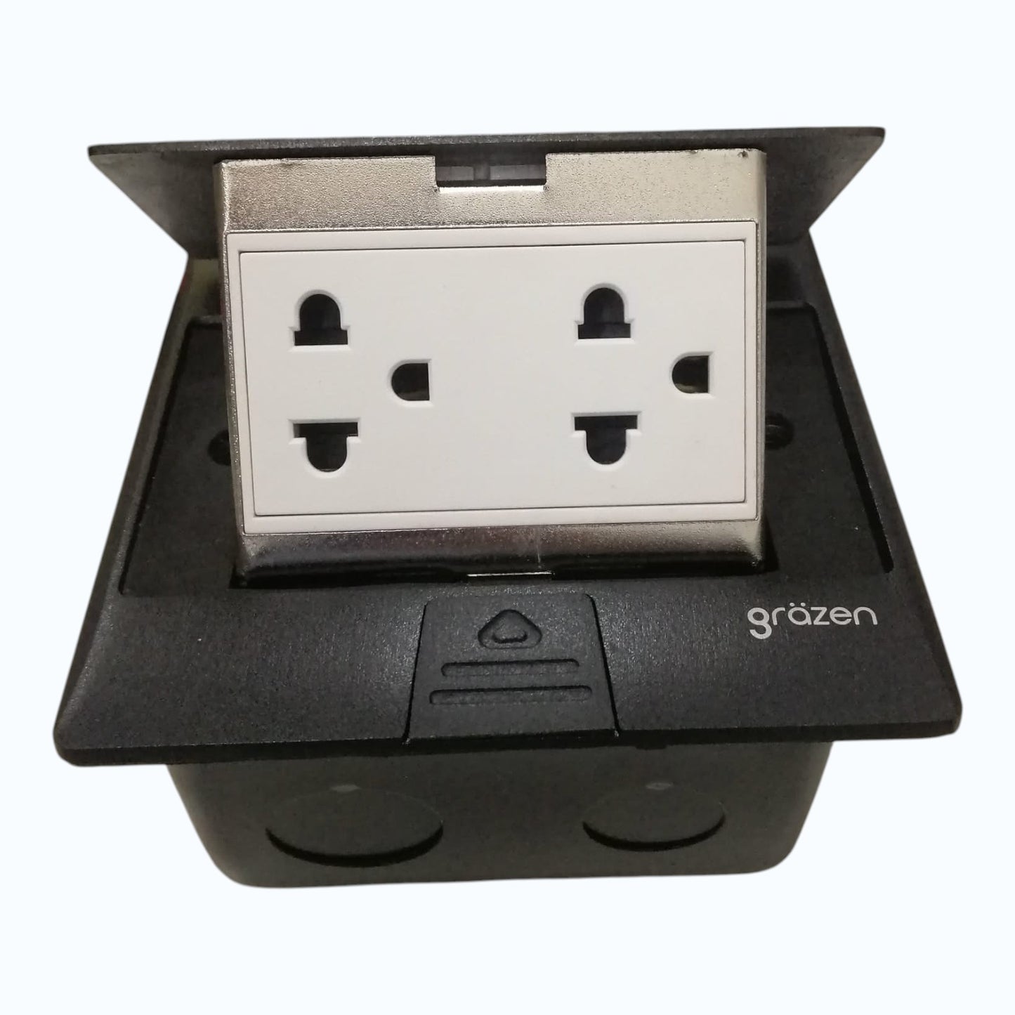 Grazen Black Pop-up Floor Outlet 2 Gang Universal Outlet with Ground 10A 250V
