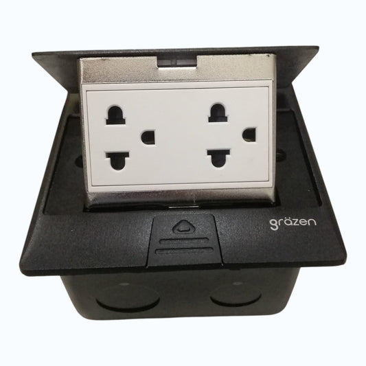 Grazen Black Pop-up Floor Outlet 2 Gang Universal Outlet with Ground 10A 250V