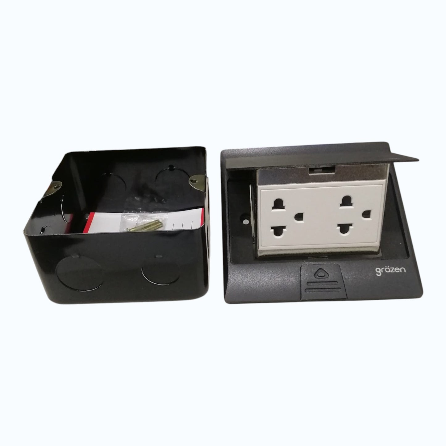 Grazen Black Pop-up Floor Outlet 2 Gang Universal Outlet with Ground 10A 250V