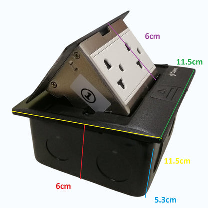 Grazen Black Pop-up Floor Outlet 2 Gang Universal Outlet with Ground 10A 250V