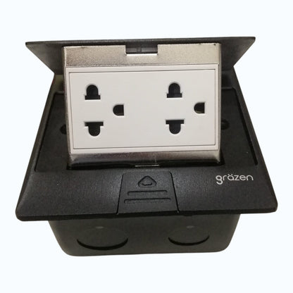 Grazen Gray Pop-up Floor Outlet 2 Gang Universal Outlet with Ground 10A 250V
