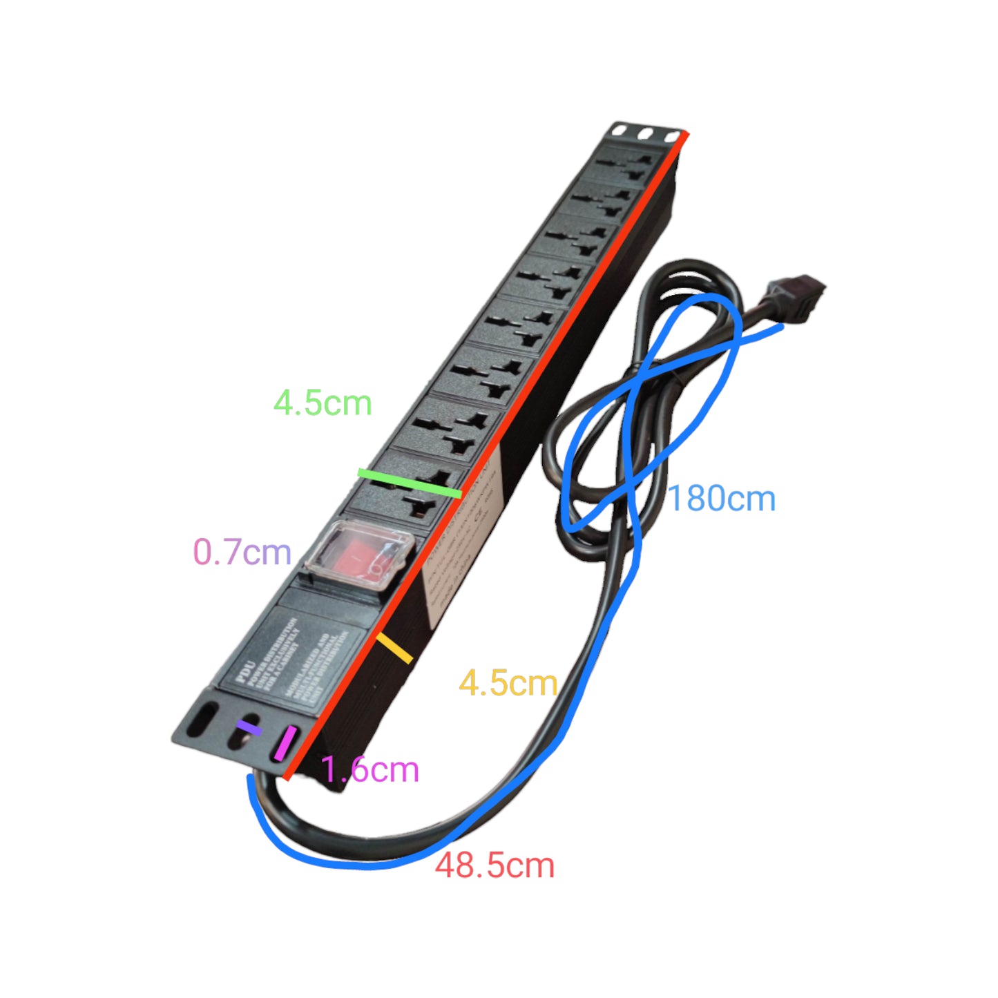 Grippes 8 Gang PDU 10A 220V for Data Cabinet Power Distribution Unit 2200W