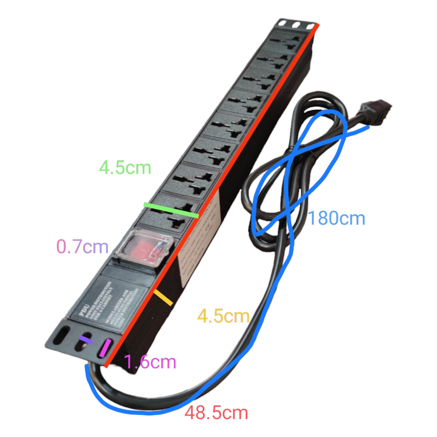 Grippes 8 Gang PDU Universal Outlet 16A 250V Power Distribution Unit 4000W