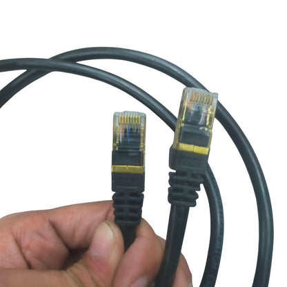 Grippes Cat 6 UTP Patch Cord Cable Gold Metal 24AWG 4Pairs 2 Meters Black