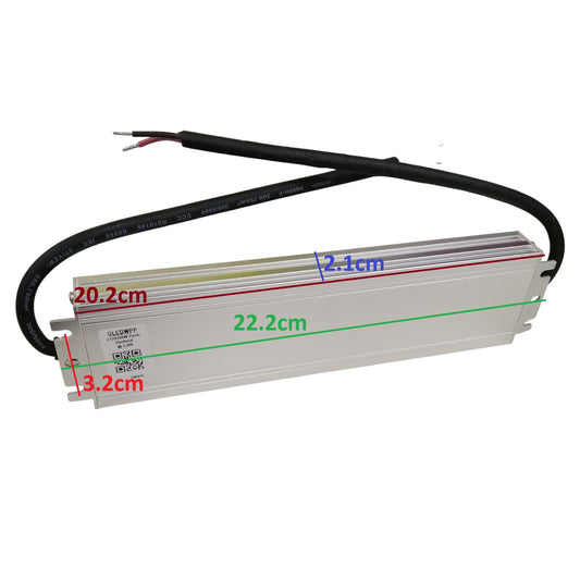 LED strip light with measurements on a white background