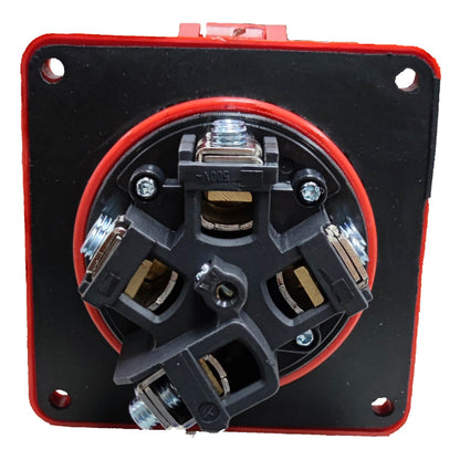 Electrical junction box with multiple connectors on a white background