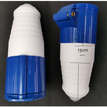White and blue plastic container with measurement markings on a black background Grippes 16A 2P+E Industrial Outlet Connector Type 6h 380V-415V AC IP44 IEC309-2 # 213 Electx Electrical SUpply