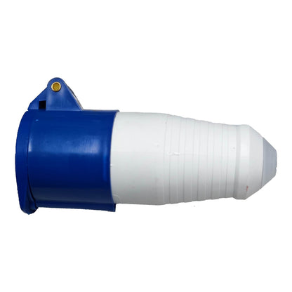 Blue and white cylindrical object on a white background Grippes 16A 2P+E Industrial Outlet Connector Type 6h 380V-415V AC IP44 IEC309-2 # 213 Electx Electrical SUpply