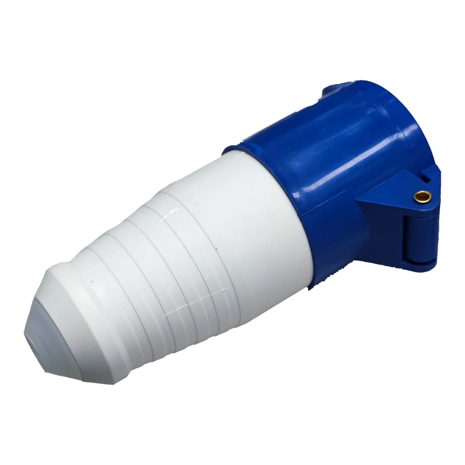 Blue and white cylindrical device on a white background Grippes 16A 2P+E Industrial Outlet Connector Type 6h 380V-415V AC IP44 IEC309-2 # 213 Electx Electrical SUpply