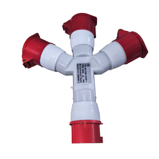 Grippes 16A 3P+E+N Industrial Splitter Connector 1xMale 3xFemale (5 Pins) IP44 220V IEC309-2 # 1015