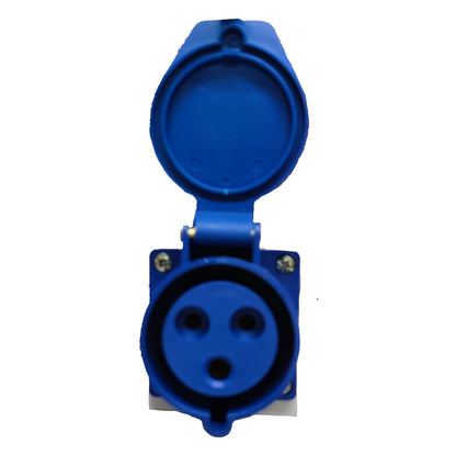 Blue electrical plug on a white background