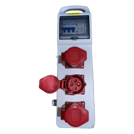 Grippes 32A 3P+E Industrial Outlet 3 Gang 380V-415VAC with Circuit Breaker IEC309-2 #3X32A-023 Electx Electrical Supply