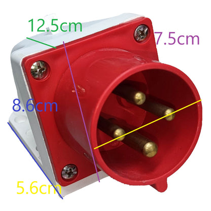 Grippes 32A 3P+E Industrial Plug Wall Type 380V-415VAC (4 Pins) Multi Purpose Power Connector IEC309-2 #524