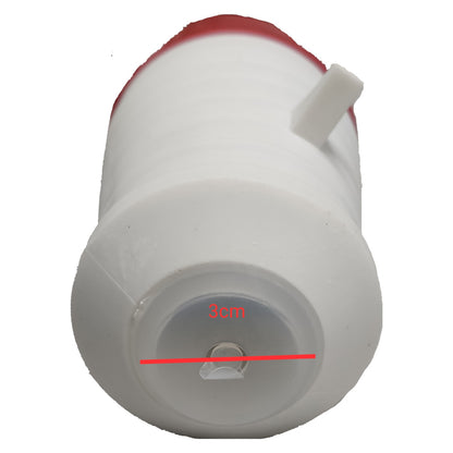 White container with red lid on a white background