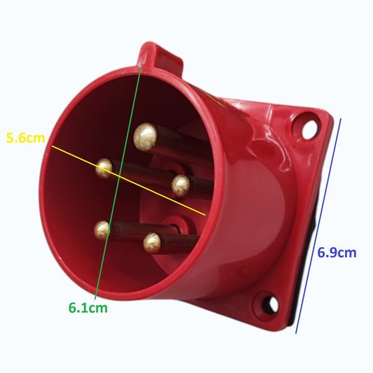 Grippes 32A 3P+E+N (5 Pins) 220-415V Industrial Plug Chassis Mounted Type IP44 IEC 60309-1 #625