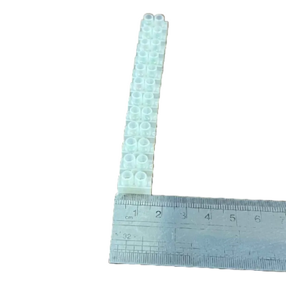 5A PVC terminal block 12 pairs with clear plastic housing and measurement ruler for size reference