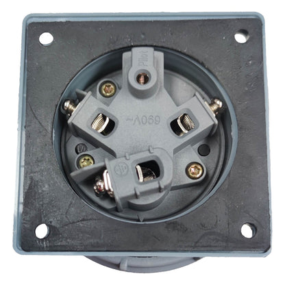 Gray electrical socket on a white background