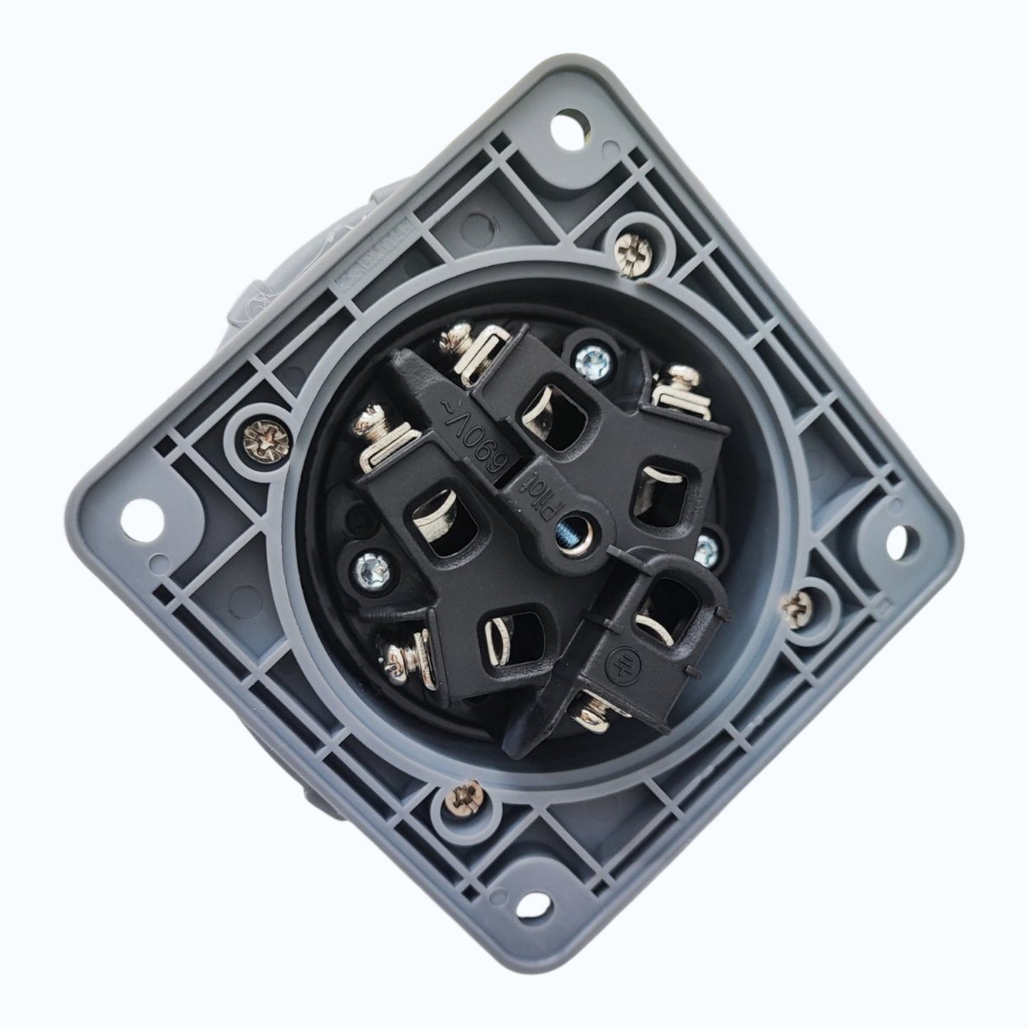 Grippes 63A 3P+N+E 220V-415V Industrial Male Plug Chassis Type , Industrial Panel-Mount Male Socket P67 Weatherproof