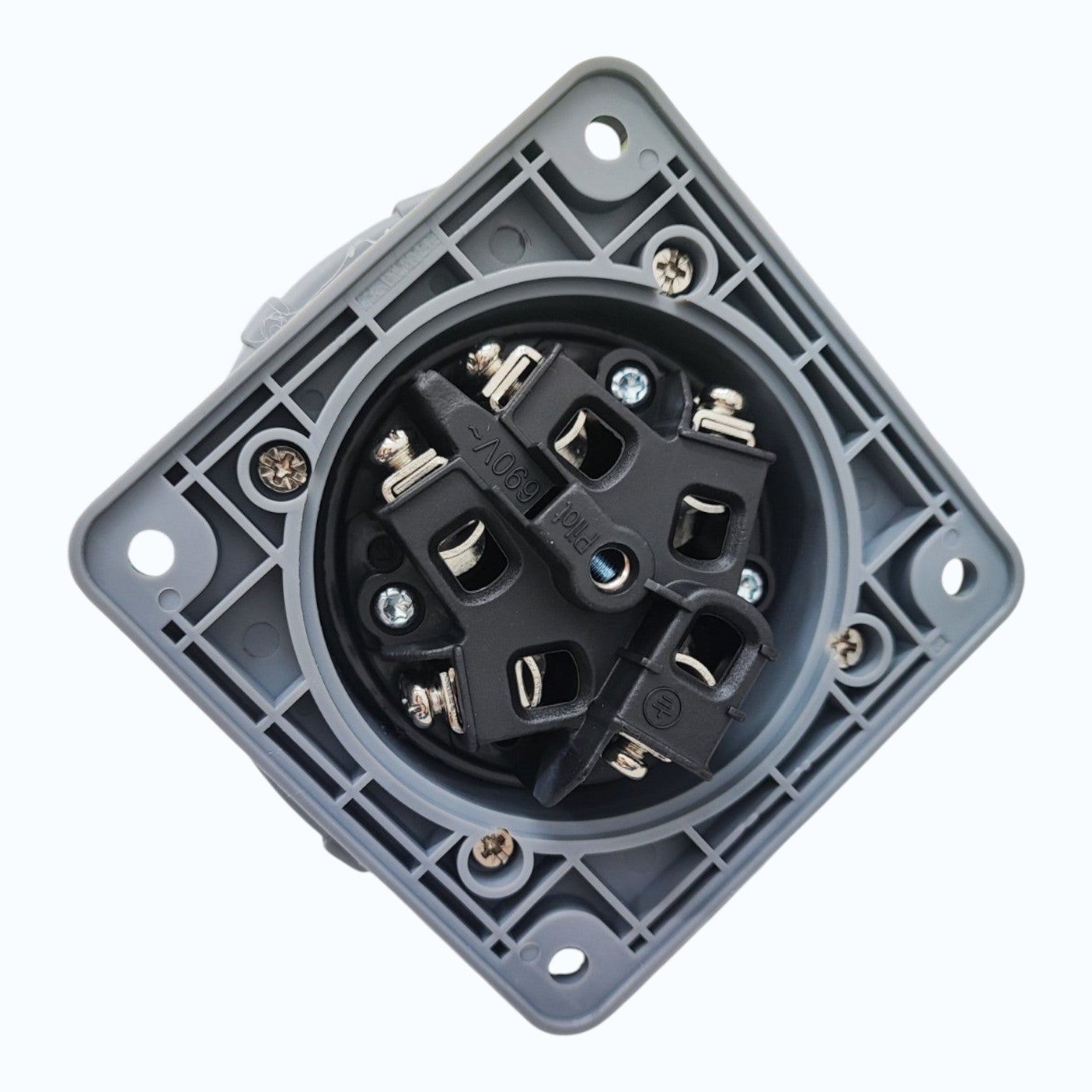 Grippes 63A 3P+N+E 220V-415V Industrial Male Plug Chassis Type , Industrial Panel-Mount Male Socket P67 Weatherproof